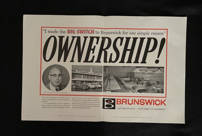 Print ad: Brunswick bowling; Nat Nast Shirt; National Bowlers Journal March 1960