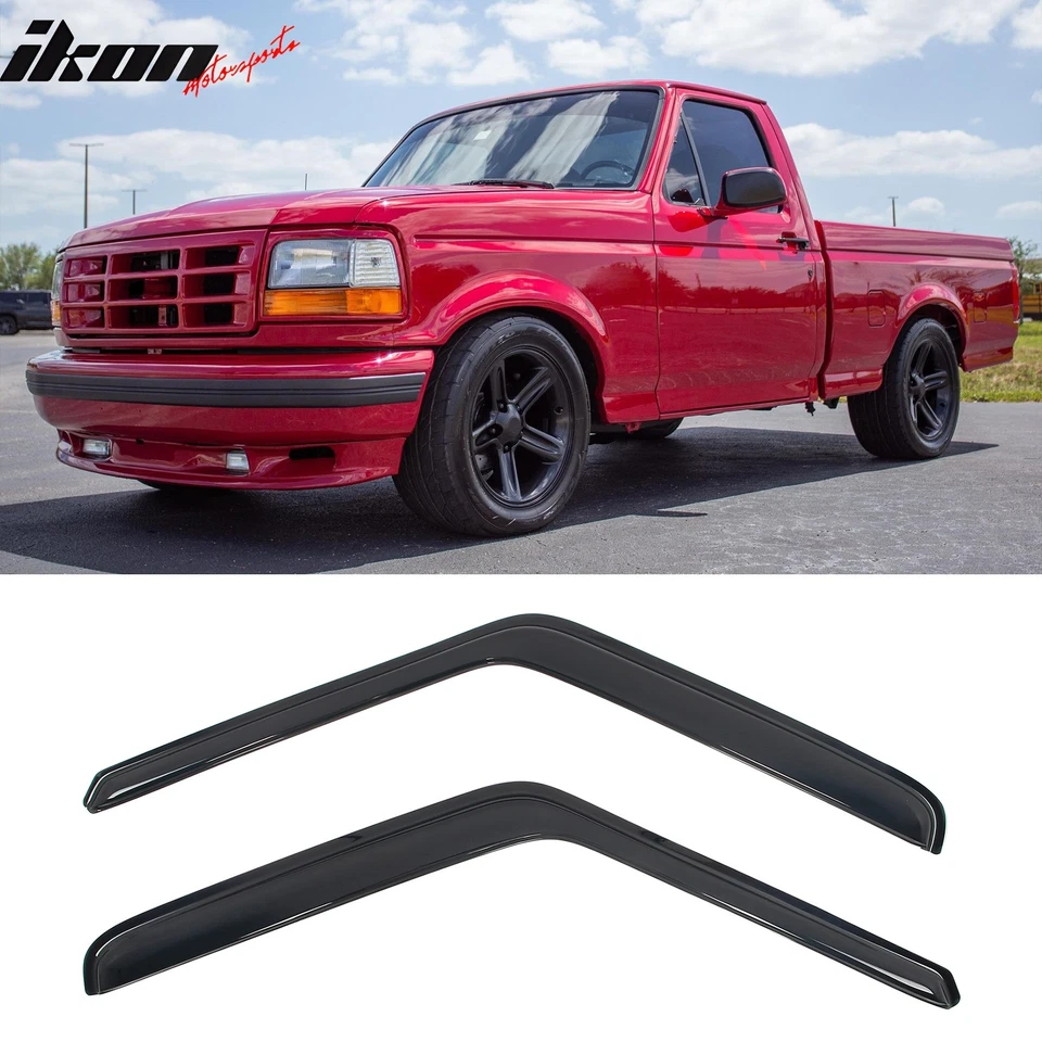 Fits 80-96 Ford F-150 F-250 F-350 Standard Cab Slim Style Window Visors Acrylic