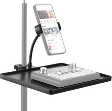 2 In 1 Microphone Stand Tray with Phone Holder Adjustable Clamp On Rack Tray