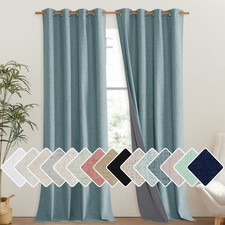 NICETOWN 100 Absolutely Blackout Linen Curtains with Thermal Insulated Liner...