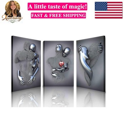 Framed Wall Art for Bedroom 3D Metal Effect Love Heart Couple Wall Art Decor ...