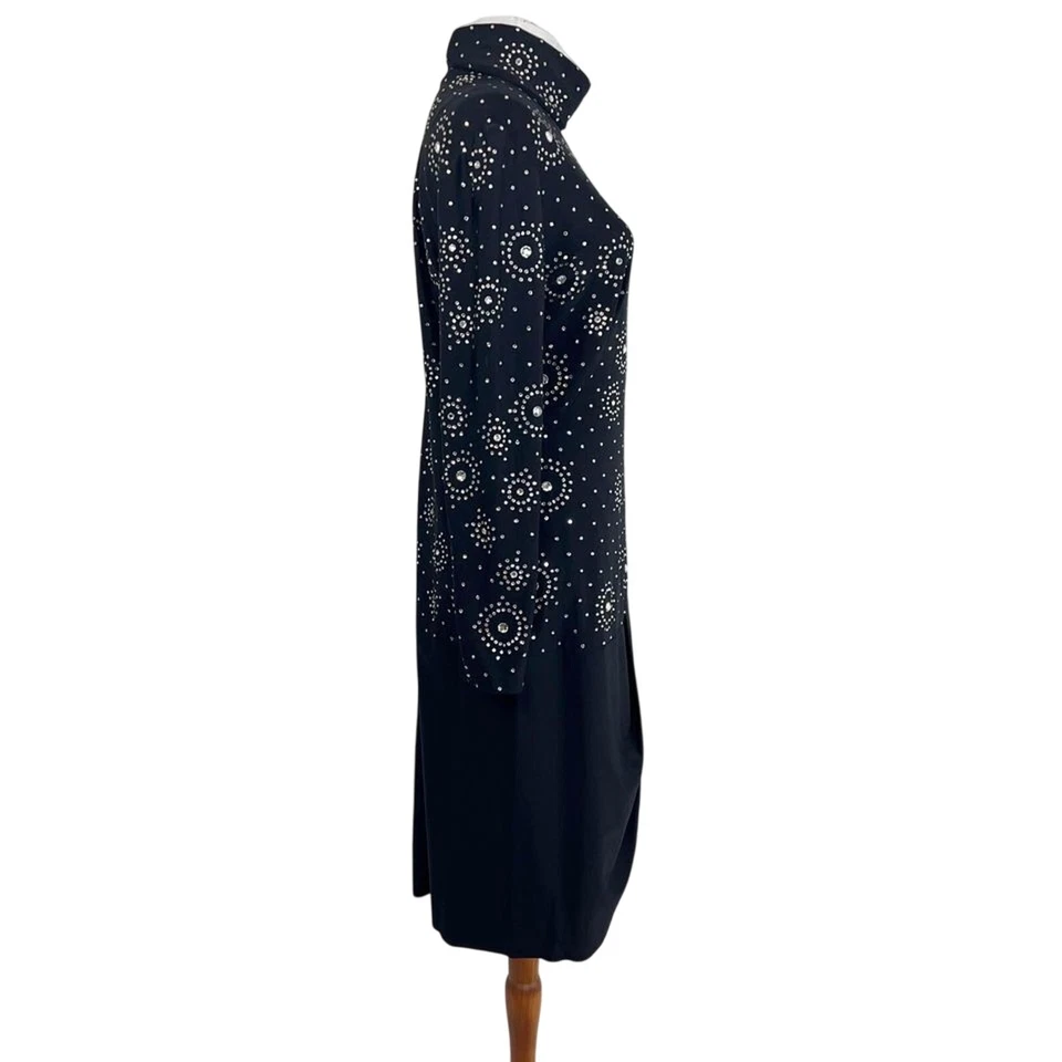 Vestido de cóctel discoteca constelación diamantes de imitación vintage años 70 80 elástico midi M Foto 4 de 4