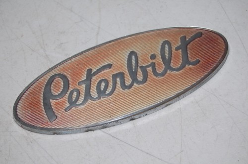 Vintage OEM Peterbilt Truck Tractor Hood Emblem Badge Side Grille Oval Metal 8"