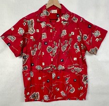 Vintage 1955 Alfred Shaheen Hawaiian Islands Map Mens Hawaiian Aloha Shirt M