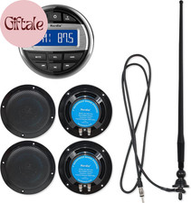 Marine Bluetooth Receiver -AM FM Radio and 4 Inch Waterproof Speakers 2 Pairs B