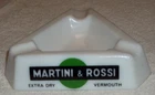 Vntg Martini & Rossi Extra Dry Vermouth White MilkGlass Opalex Ashtray 60sFRANCE