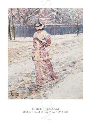 Lady In Pink by Childe Hassam, Art Print Poster 24'' x 18''                702