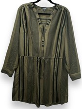 Express Dress Womens XL Brown Black Long Sleeve Waist Tie Fit & Flare Midi