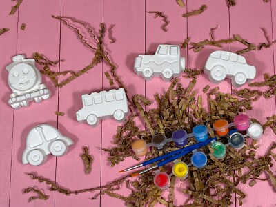 Paint Your Own Cars & Train DIY Kit   Kids Plaster Painting Set