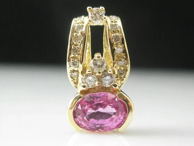 4Ct Oval Cut Lab Created Pink Sapphire Diamond Pendant 14K Yellow Gold Plated