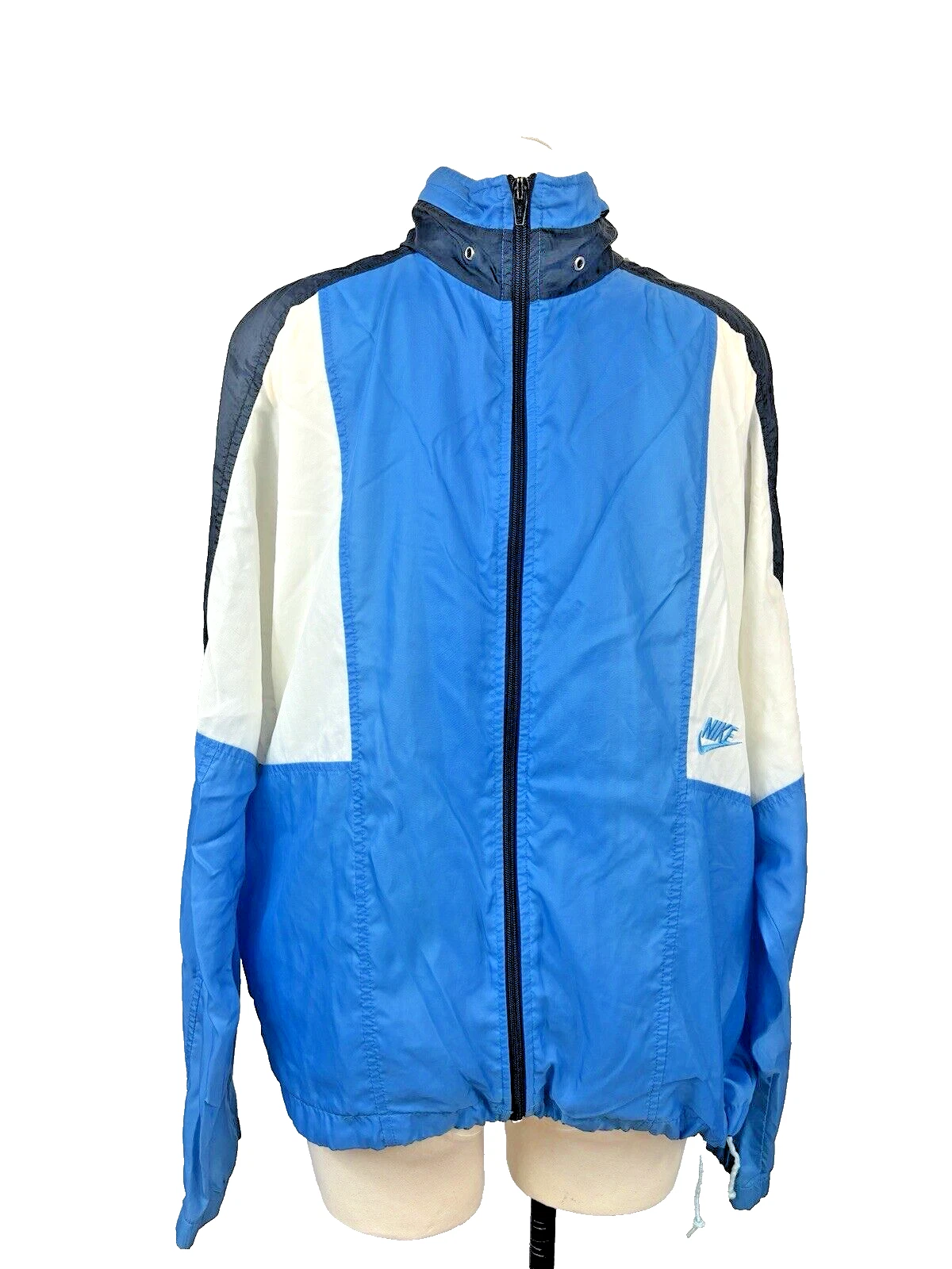 Vintage 90s Nike Gray Tag Windbreaker Jacket L Black Blue Aqua Colorblock