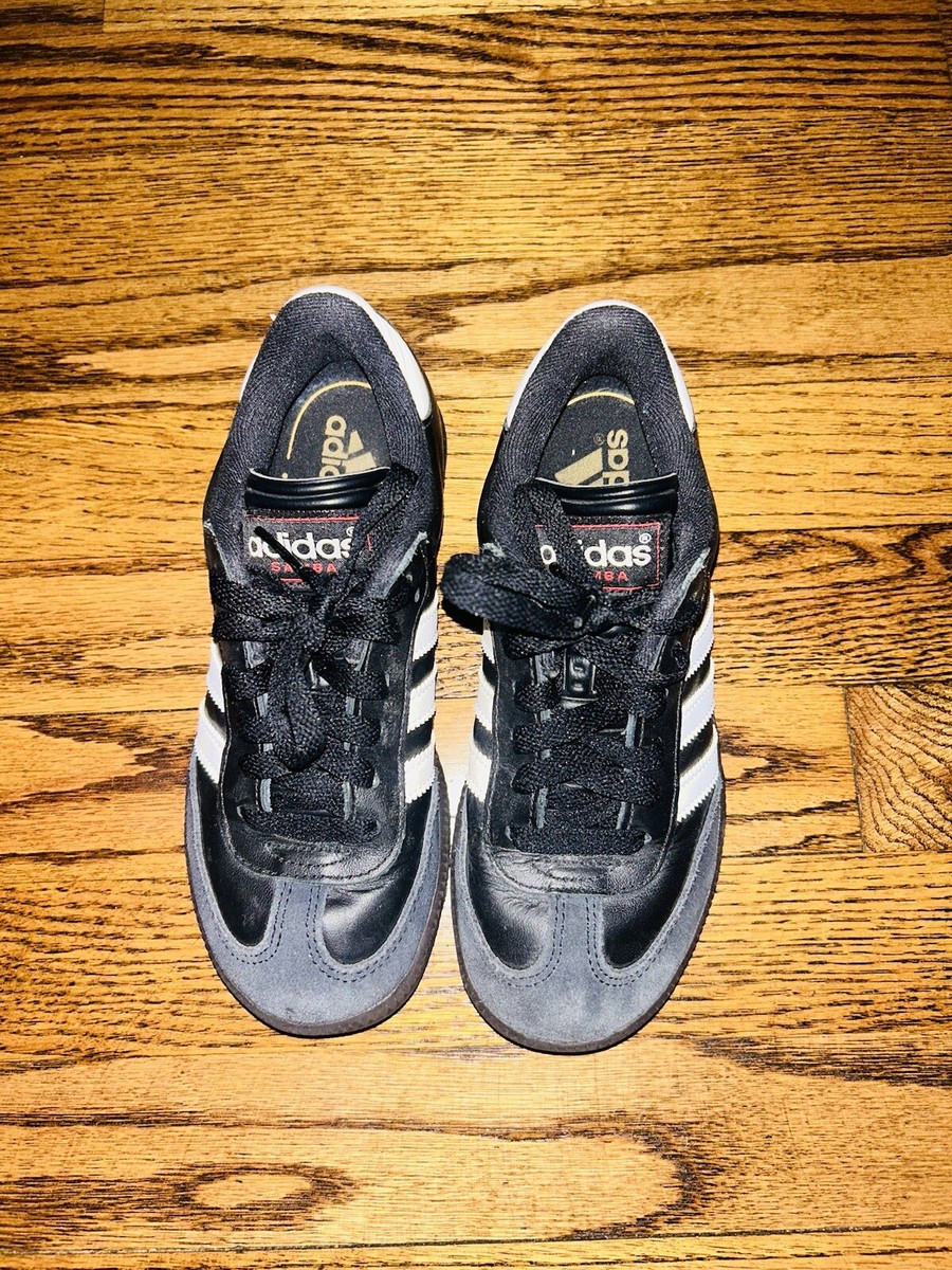 Adidas Kids Samba Black Athletic Tennis Shoes Striped Size 2 Boys Soccer
