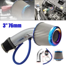 3"/76mm Car CNC Aluminum Pipe Turbo Piping Cold Air Intake Filter Flow Hose Kit