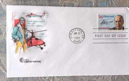 AVIATION IGOR SIKORSKY DESIGNER AEREI ELICOTTERI 1988 COVERRAFT CACHET FDC+INF