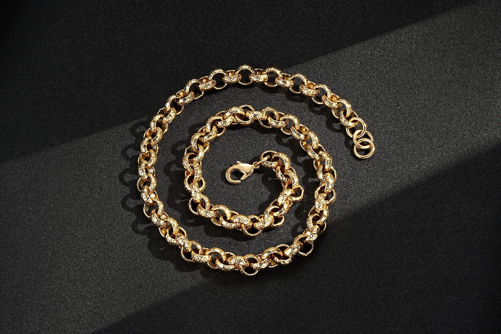 Collar GF para hombre de oro de 9 quilates con corte de diamante (12 mm de grosor y 30 pulgadas de largo)