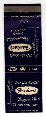 FISCHER'S SUPPER CLUB matchbook matchcover - LAKE DELTON, WISCONSIN