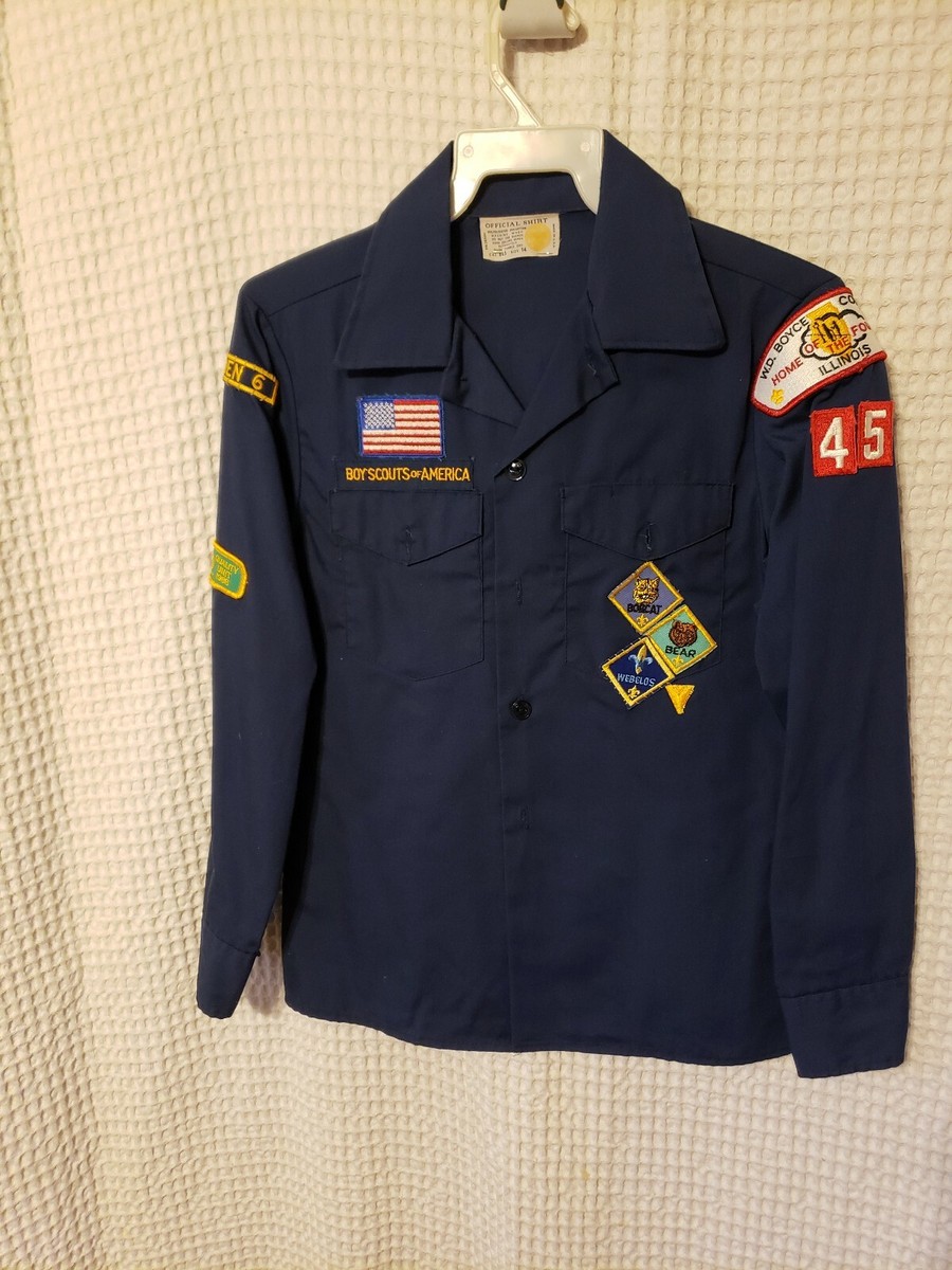 cav scout dress blues Vintage Boy Scouts of America Cub Long Sleeve Blue Uniform Shirt Size: 14 sleeve button down is material: knit Color:Royal/Gold Azazie Tinsley Ready to Army stetson