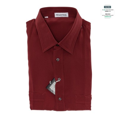 1400$  LUXURY GERLIN Shirt Red Short Sleeve 100% Silk 16-41 9H BIJAN
