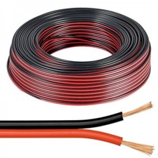 PIATTINA ROSSO NERA 100 mt MATASSA CAVO 2X0,50mm ALIMENTAZIONE LED CASSE 2 X 0.5