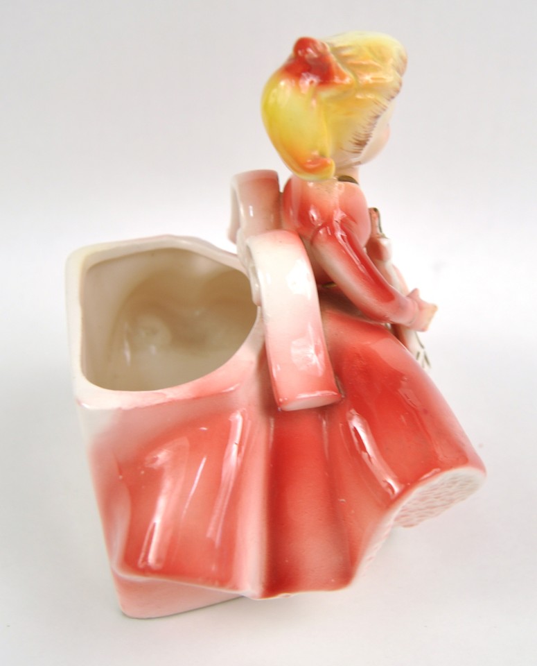 Vintage Original Rubens Japan Lady planter Vase Pink Girl Umbrella ...