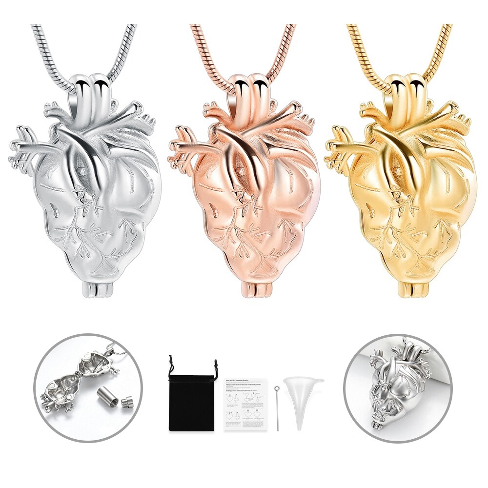 Cremation Jewelry Pendant Necklace for Ashes Holder Anatomical - Main Image