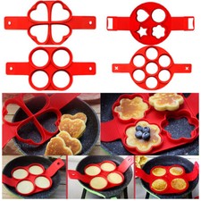 VDL SILICONE PANCAKE MAKER RING MOULD EGG OMELETTE FLIP TOOL 4 DESIGNS NON STICK