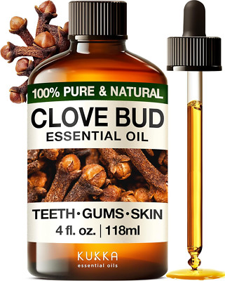 Kukka Clove Oil for Teeth and Gums - 4 Fl Oz - 100% Pure Natural Clove Essential
