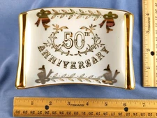 LEFTON 50th Anniversary Scroll Mini Wall Hanging / Pin Dish Hand Painted #4652