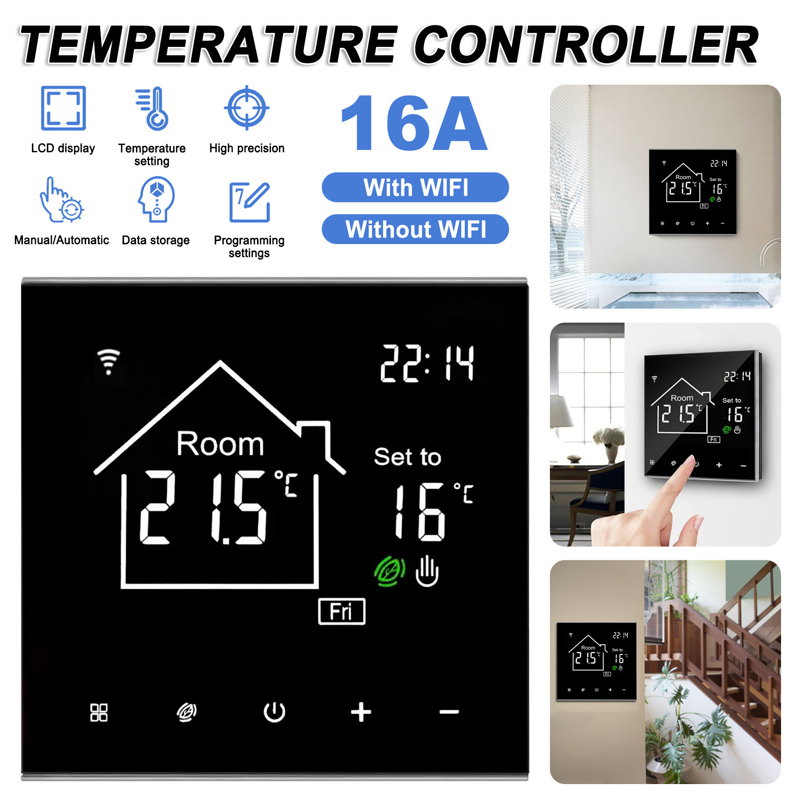 Smart Thermostat Programmable WiFi Professional Control Temperature Controller-image