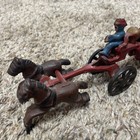 Vintage Cast Iron Fireman Horse Drawn Fire Engine Pump Wagon 2 Piece, Great Cond — photo 7