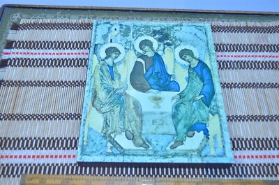 La Trinita. Icona di Andrea Rublev. 1370-1430. Ikone von Rublev: Die Heilige Dreifaltigkeit
