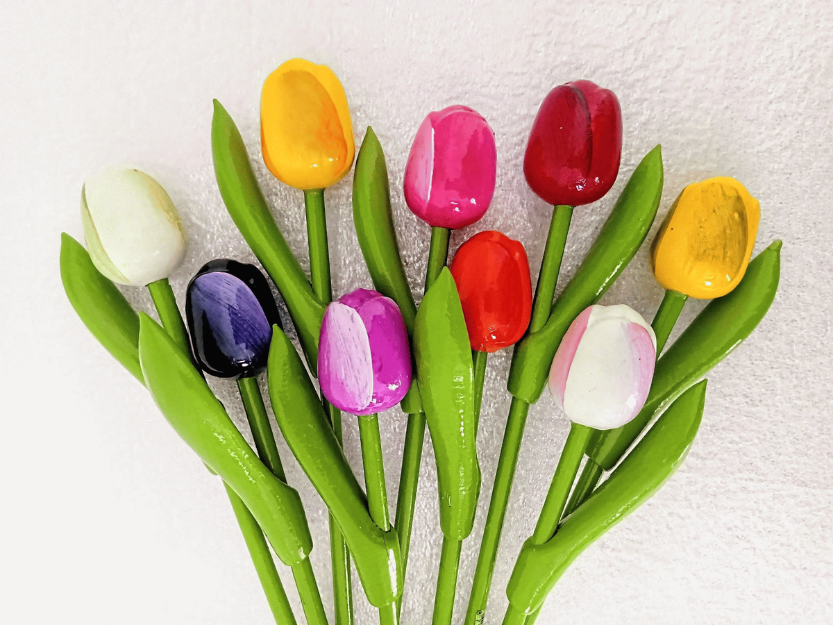 9 Wooden tulips flower Wood tulip Gift Mother Wedding Handmade
