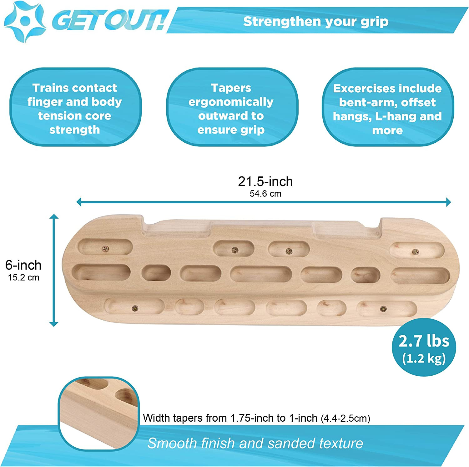 Rock Climbing Grip Trainer Board Wood Hangboard Rock Climbing Doorway