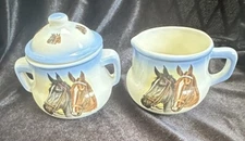 Ceramic Sugar Bowl & Creamer