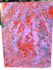 Handmade Abstract Original Acrylic Pour Painting on 6X8 Canvas Varnished  Stand