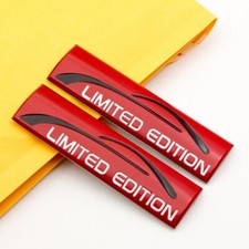 2pcs Red Metal Limited Edition Logo Luxury Fender Trunk Emblem Sticker 3d Badge 2pcs Red Metal Limited Edition Logo Luxury Fender Trunk Emblem Sticker 3d Badge