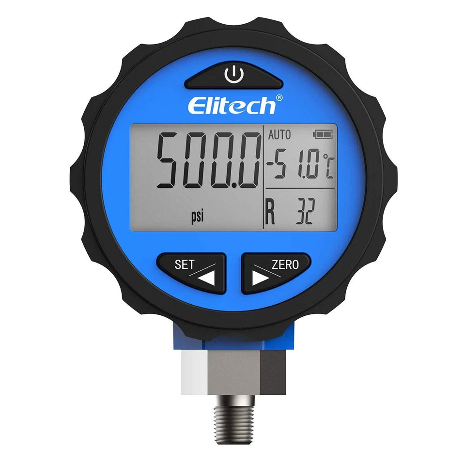 Elitech HVAC Pressure Gauge Set-14.5-500 PSI & -14.5-800 PSI (PG-30Pro Red+Blue) - Image 3 of 4