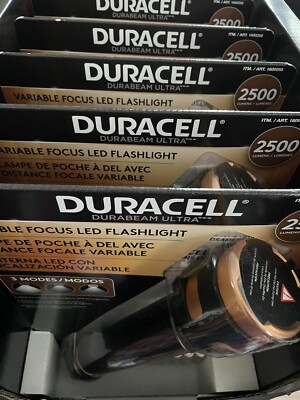 New 6X Duracell 2500 Lumens Variable Focus LED Flashlight w/AA Batteries