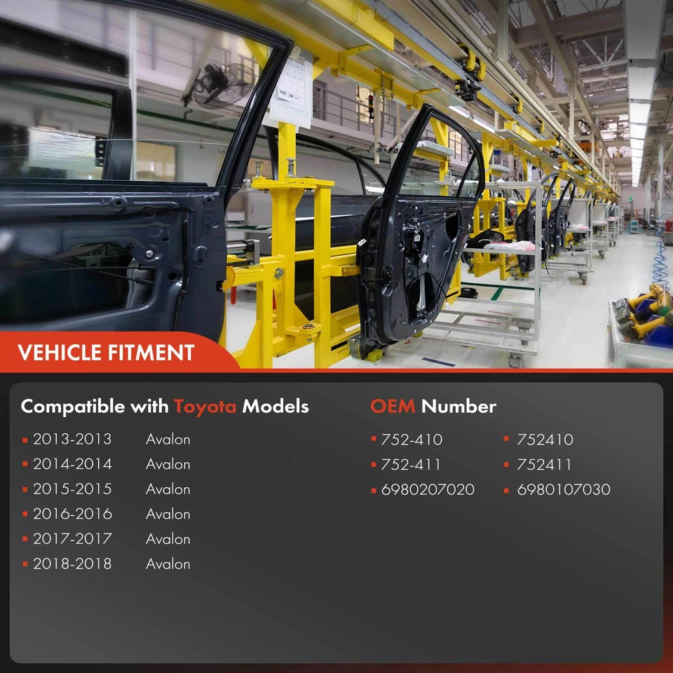 Regulador de ventana eléctrica delantero derecho y derecho 2 piezas para Toyota Avalon 2013 2014 2015-2018 Foto 3 de 4