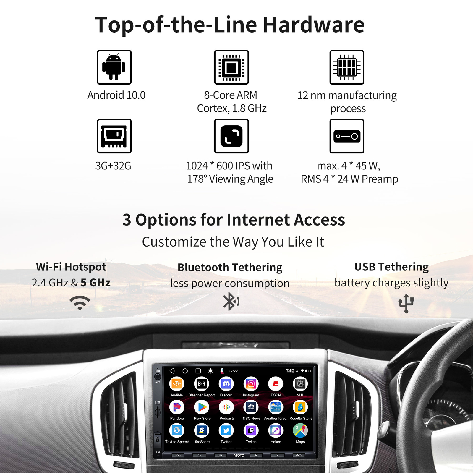 ATOTO S8 7" Car Stereo Double 2Din with Wireless CarPlay/Android Auto