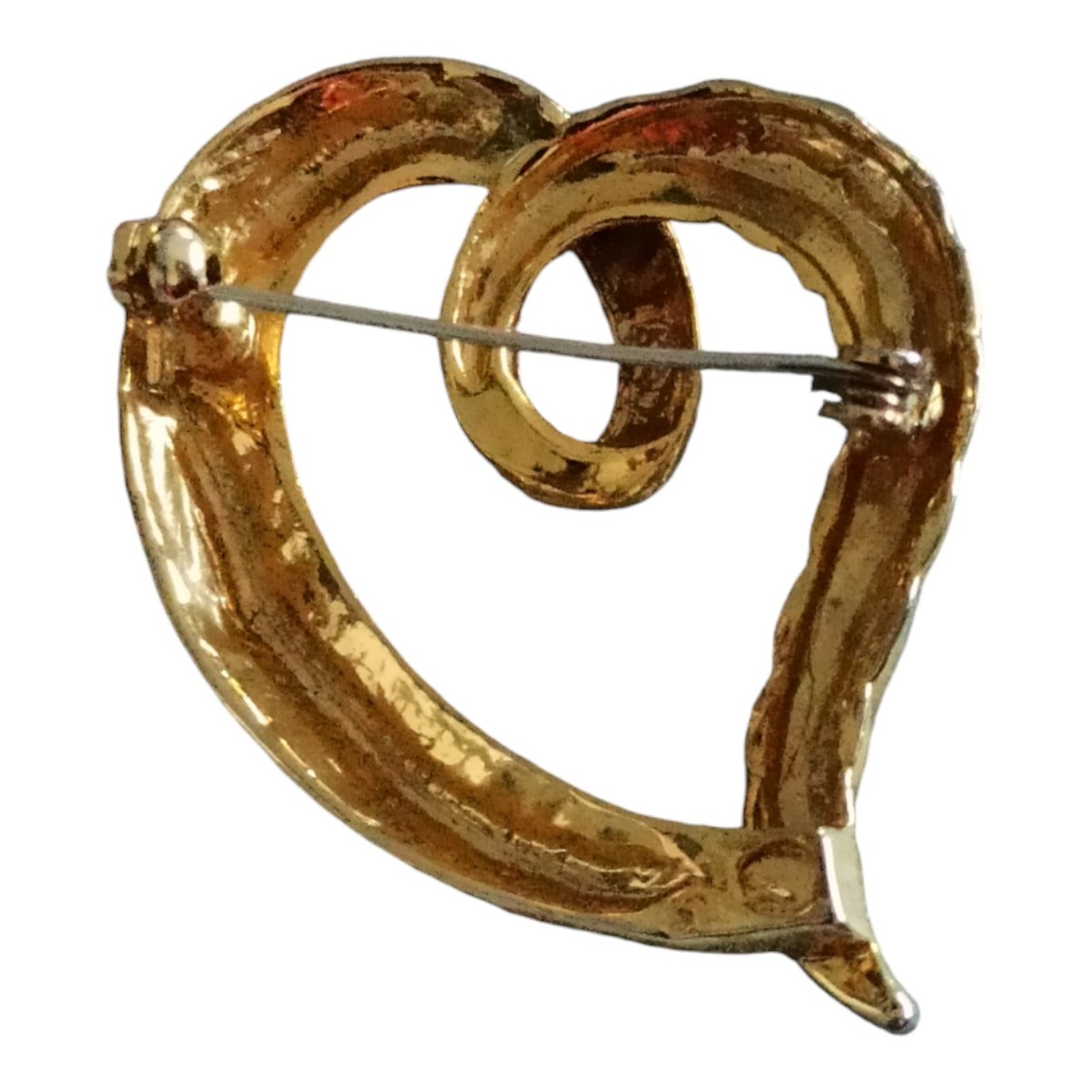 Broche Vintage Signée - Dorée Avec Pierre - Pièce De Collection Authentique - Occasion