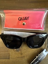 New QUAY Hindsight Oversized Unisex Black Sunglasses