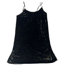 Victoria's Secret Black Velvet Slip Dress Babydoll Sz M/L