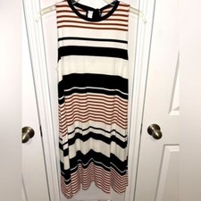 NWT  LOFT a-line striped dress sleeveless midi length sz Medium