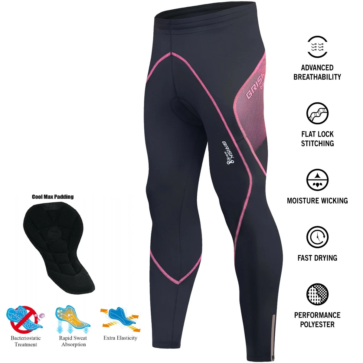 Brisk Bike Cycling Trouser Padded Thermal Compression Tights Leggings  Women's