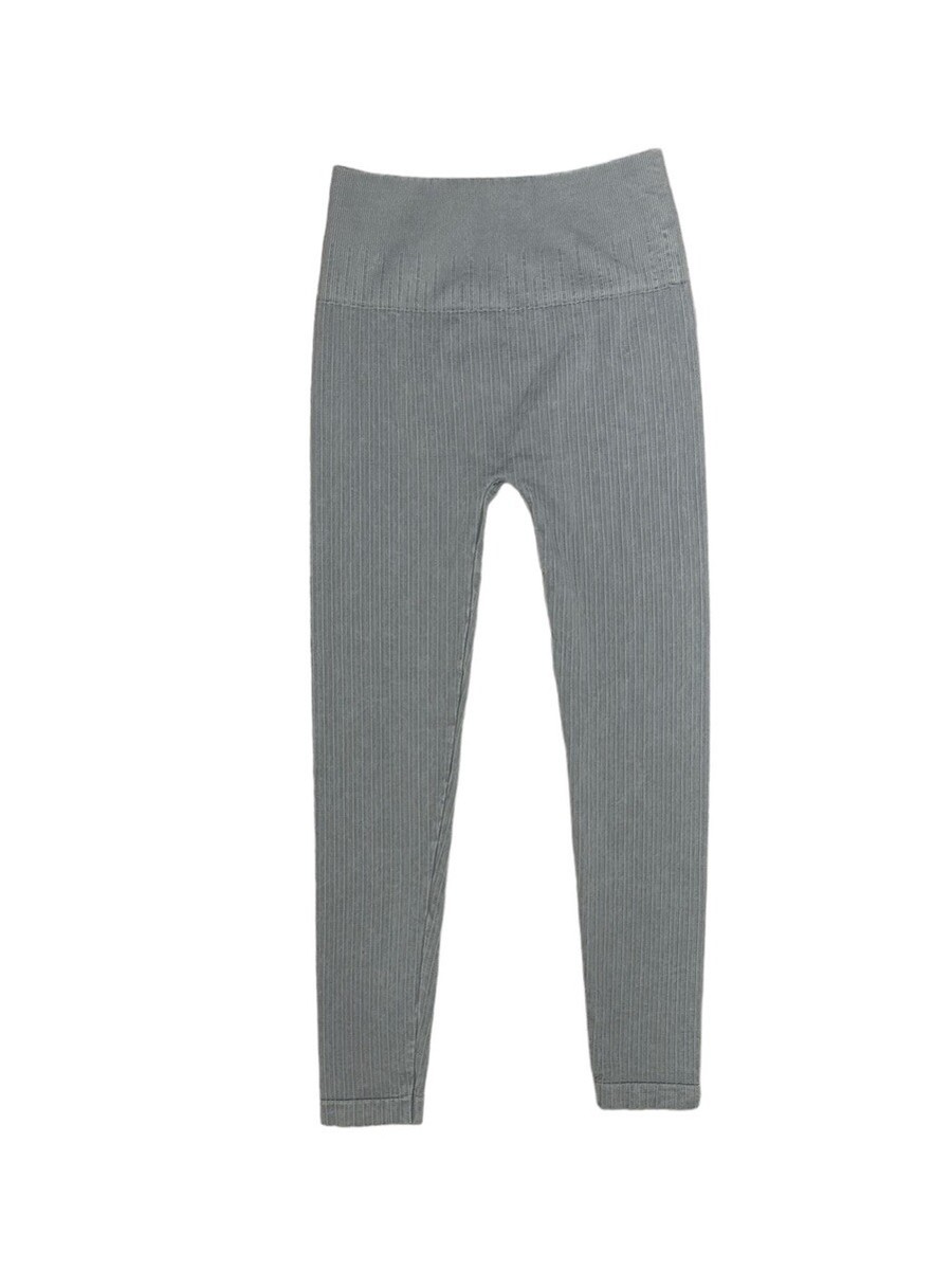 Avocado Seamless Light Blue Ribbed Cropped Leggings Size Small | eBay