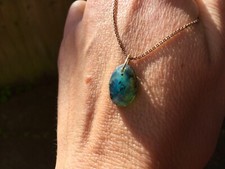 9ct gold natural Peruvian Opal pendant necklace, charm 9k 375