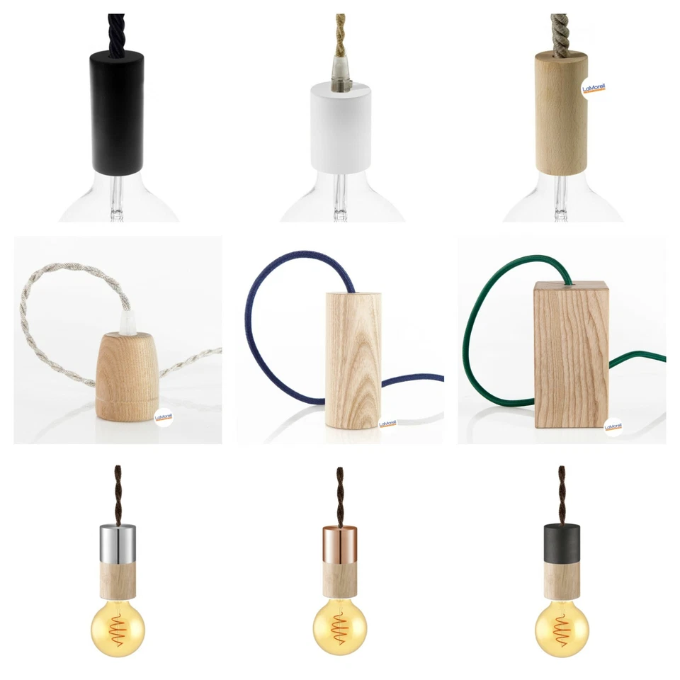 LAMORELL LIGHT DESIGN Portalampada in Legno di Frassino E27 per lampadari