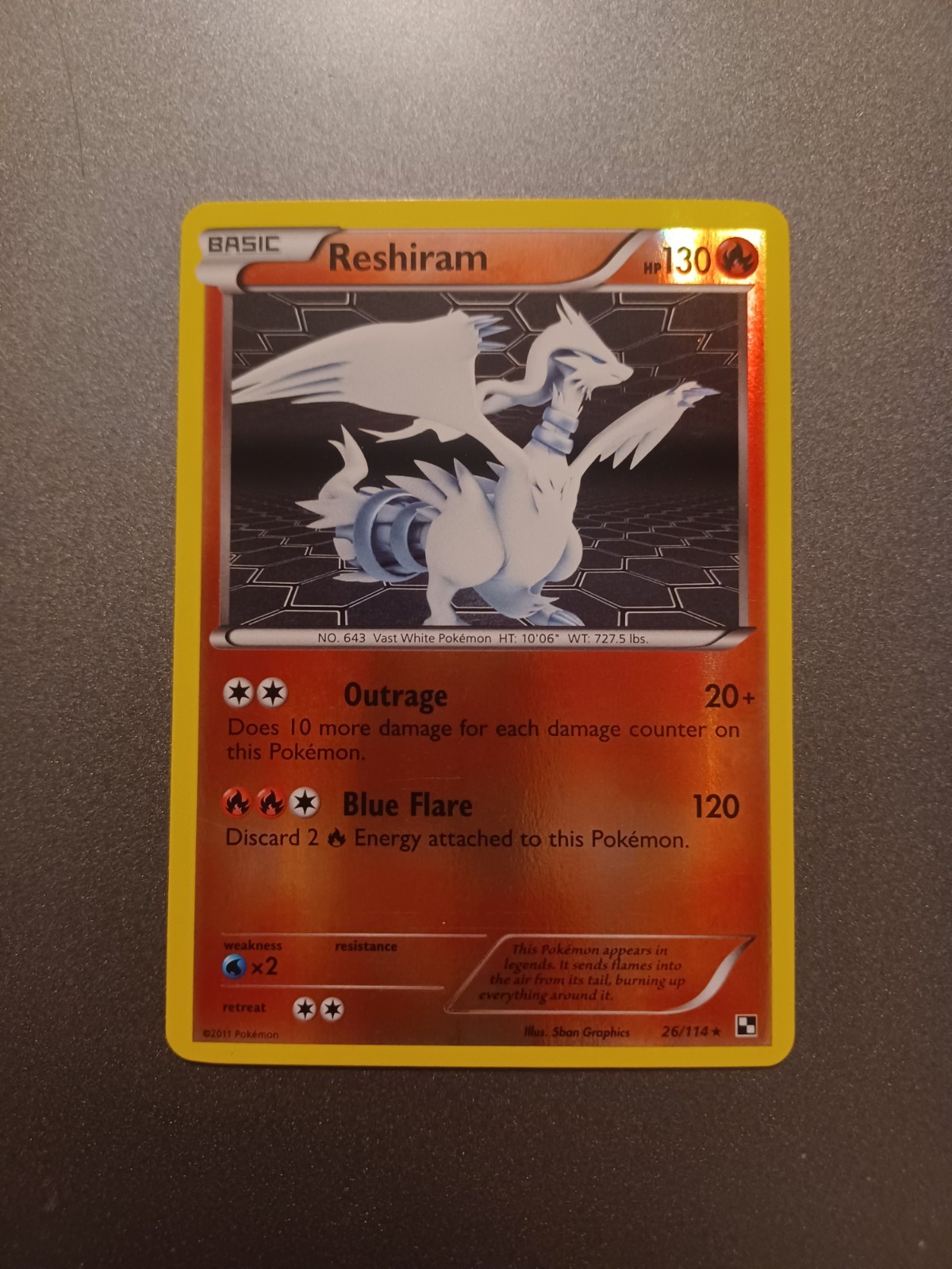 Reshiram 26/114 Reverse Holo Rare Black White Pokemon TCG