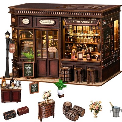 DIY Book Nook Kit 3d Holz Puzzle Bücherregal Dekor Miniatur Haus mit LED Light